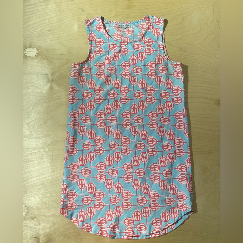 Buckhead Betties Sleeveless Blue and Red Patterned Dress Small (Q)